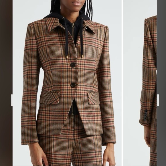 Veronica Beard Jackets & Blazers - Veronica Beard Aire Houndstooth Check Wool Dickey Jacket in Camel / Black Size 0